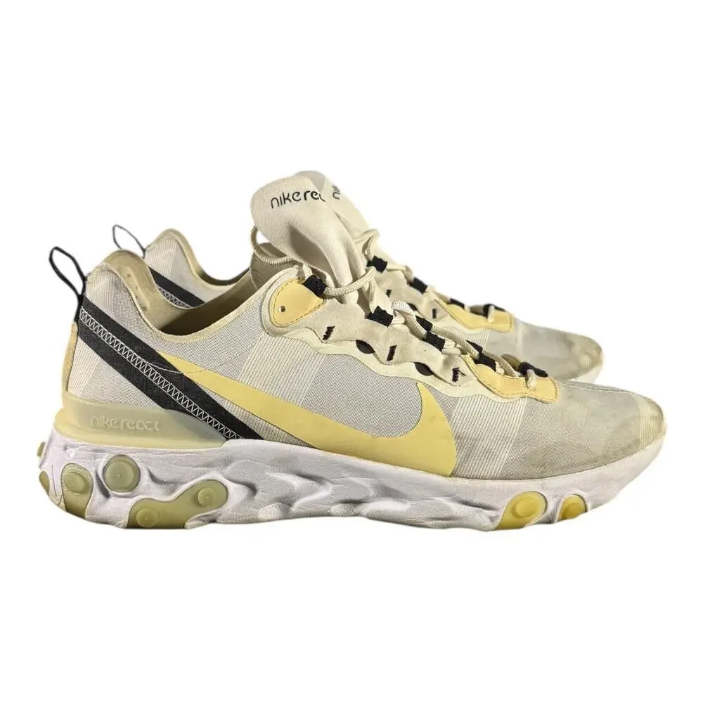 Nike React Element 55 Men’s Size 13 Pale Yellow White Running Lifestyle Sneakers